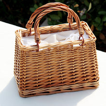 Load image into Gallery viewer, Rattan Square Tote Bag Handmade Woven Vacation Box