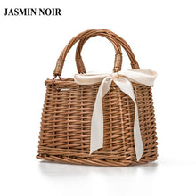 Load image into Gallery viewer, Rattan Square Tote Bag Handmade Woven Vacation Box